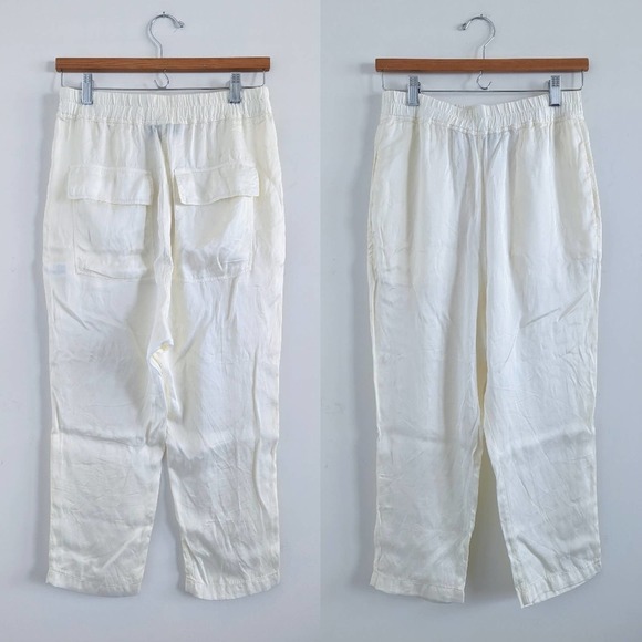 Nili Lotan Safi Ivory Dropped Crop Crotch Drawstring Rayon Pants Size XS - Picture 3 of 8
